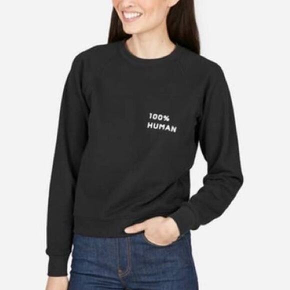 Everlane Black "100% Human" Crewneck Pullover Sweatshirt S - Picture 1 of 7